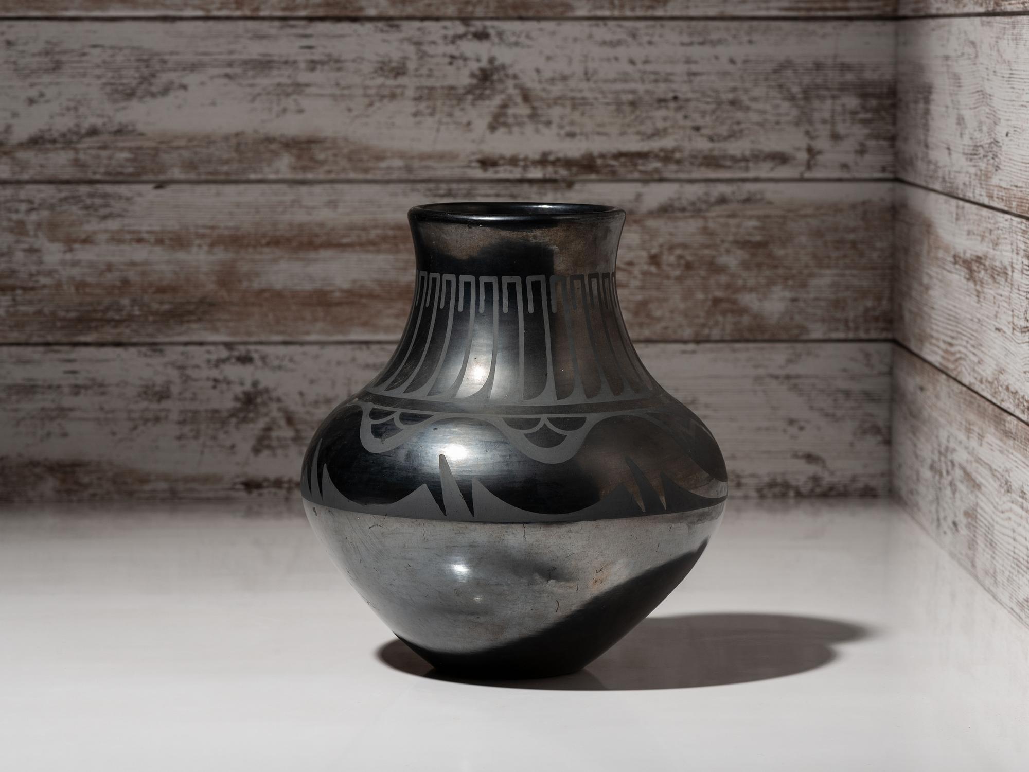 Blackware Pottery Jar, with Gunmetal Finish, July 1968