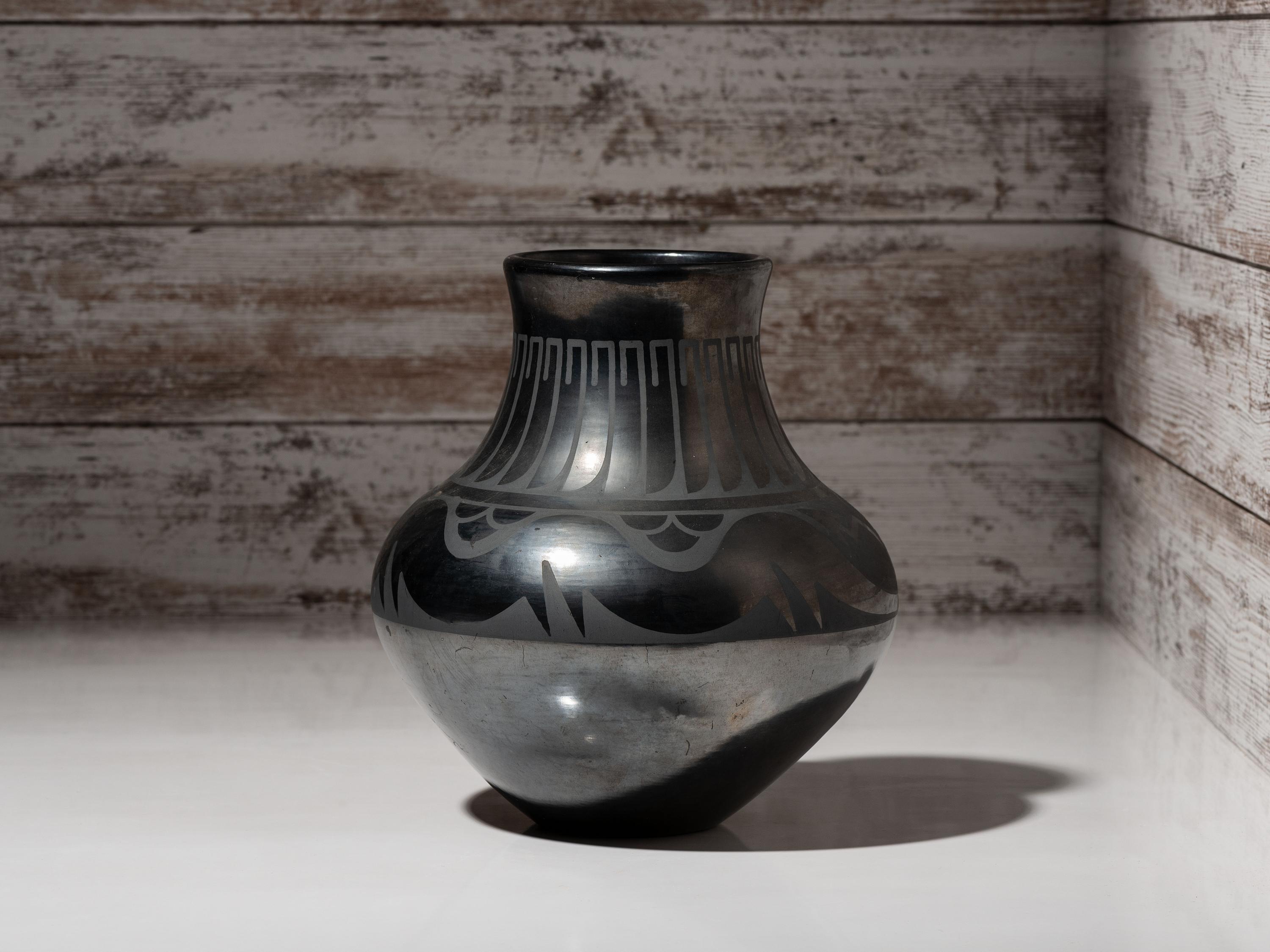 Blackware Pottery Jar, with Gunmetal Finish, July 1968