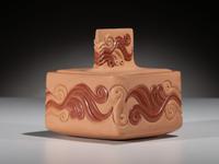 Micaceous Tan and Red Pottery Box, Elemental Wind