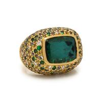 Laura Munder, Green Tourmaline, Multigem, and Yellow Gold Ring