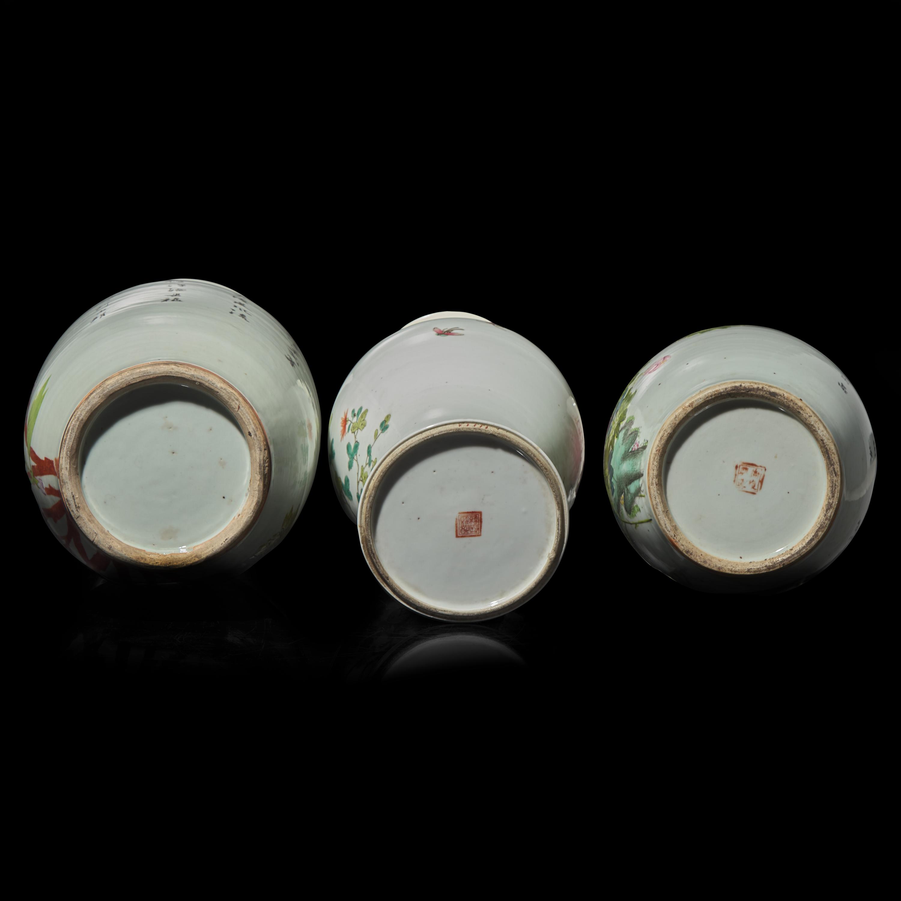 Three Chinese Famille Rose 'Bird and Flower' Vases — 粉彩花鳥圖大瓶三件