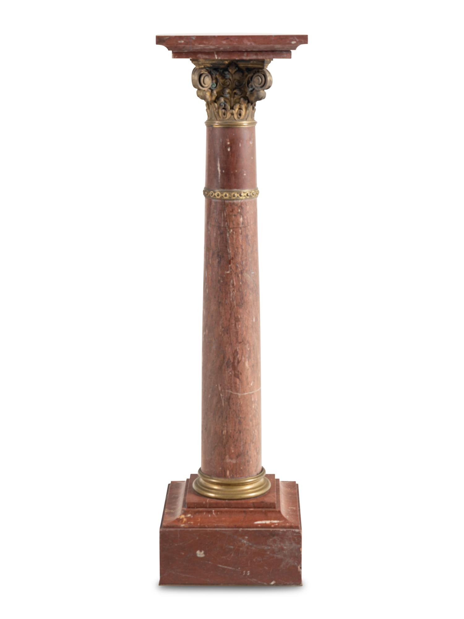 A French Gilt Bronze and Veined Red Marble Pedestal