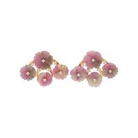 CARVED SAPPHIRE AND DIAMOND FLOWER EARRINGS
