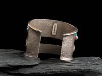 Tufa Cast Silver Cuff Bracelet, with Abstract Figural Inlay