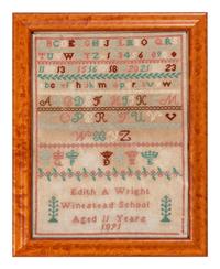 Five Needlework Embroidered Schoolgirl's Samplers