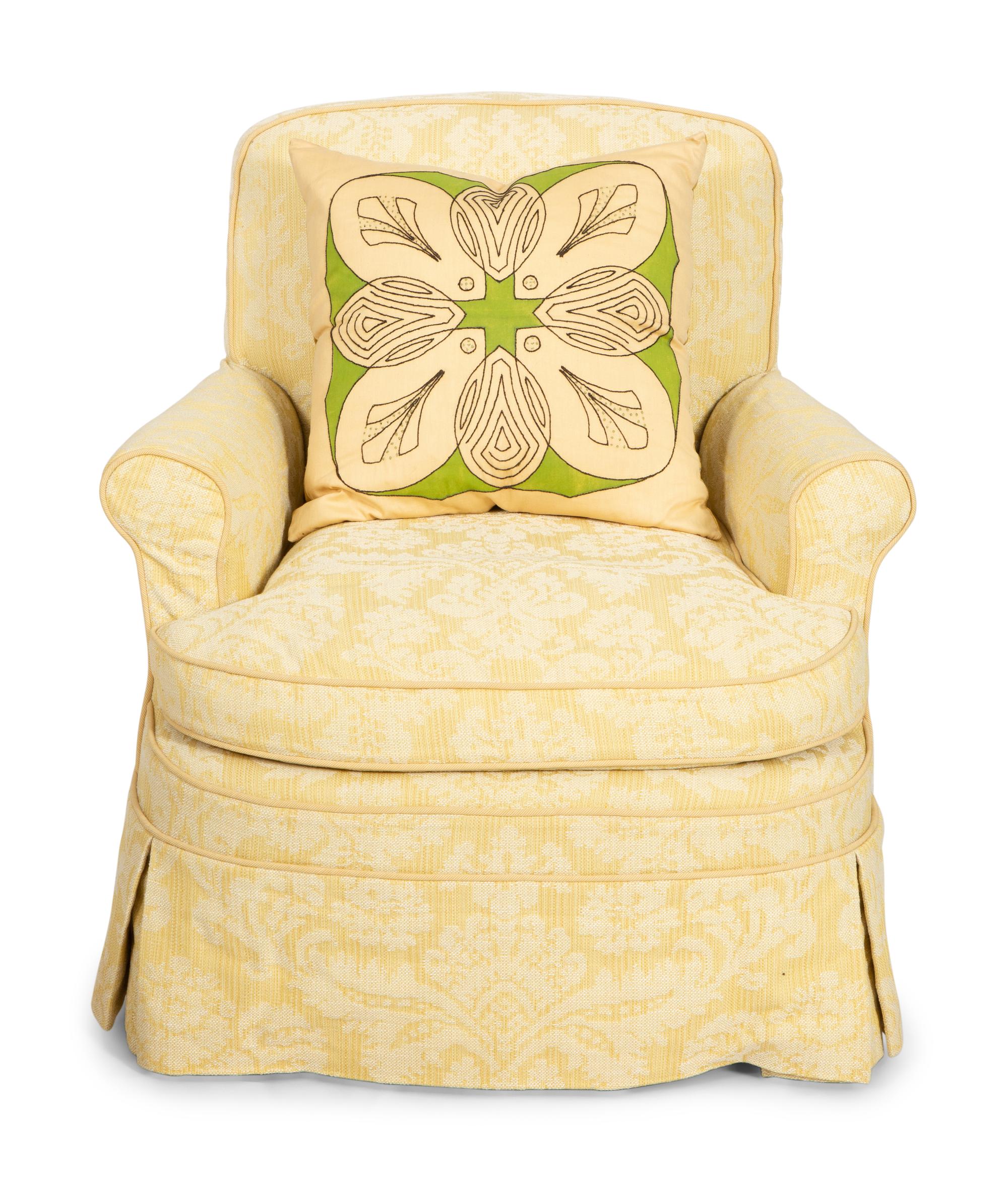A Yellow Cotton-Slip Covered Club Chair