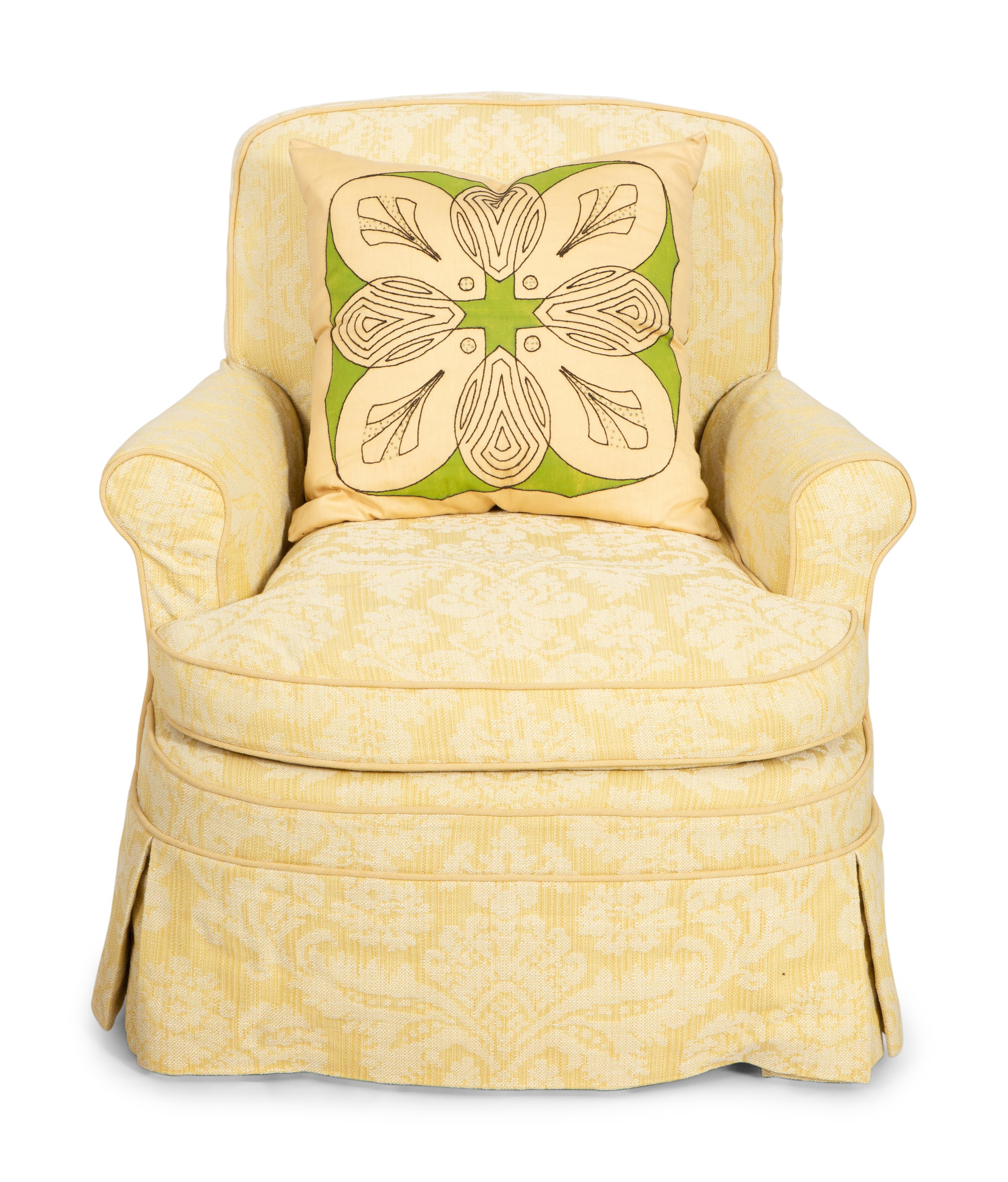 A Yellow Cotton-Slip Covered Club Chair
