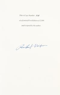 NIXON, RICHARD. The Memoirs of Richard Nixon. New York, (1978). Limited ed., signed.