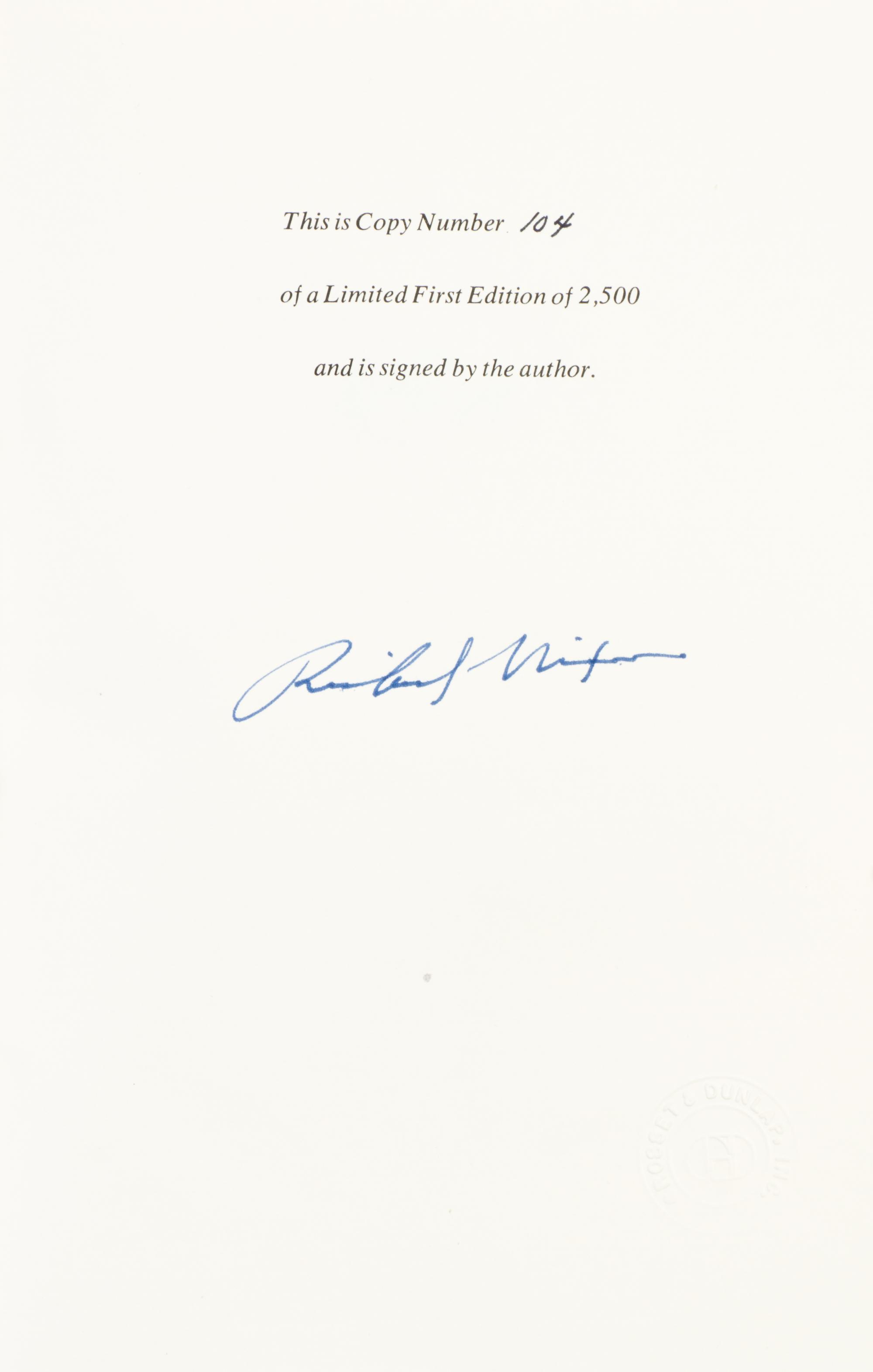 NIXON, RICHARD. The Memoirs of Richard Nixon. New York, (1978). Limited ed., signed.