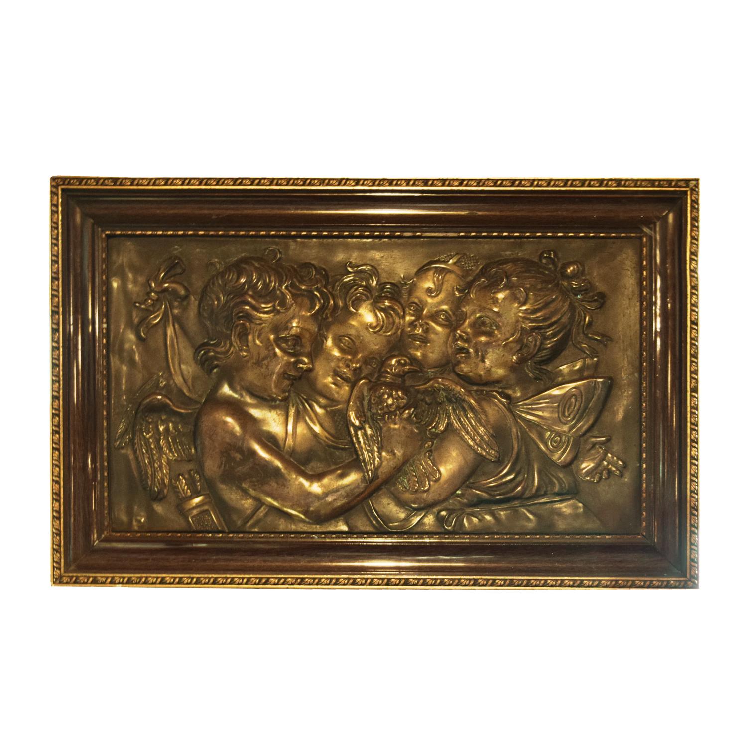 A Brass Putti Placard 26" W x 1" D x 17" H — Italy, 19th Century