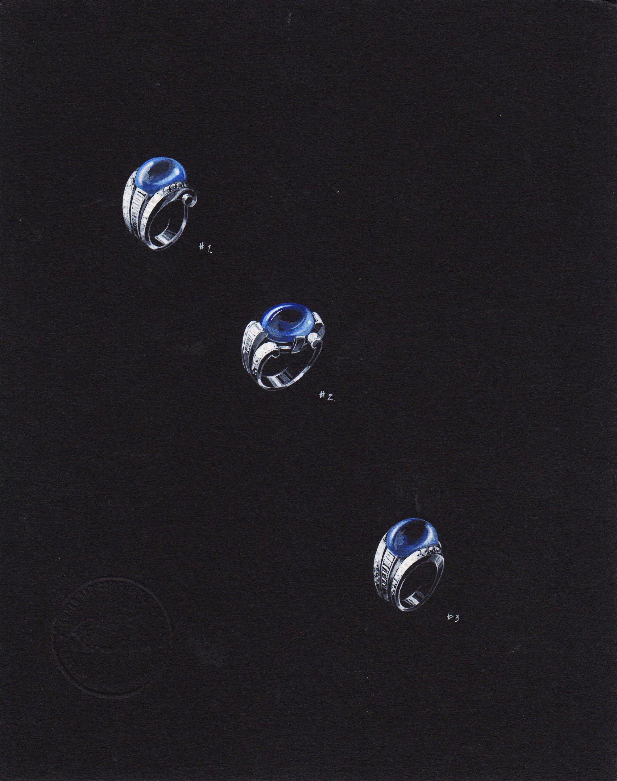 A Collection of Original Gouache on Paper Jewelry Designs by Anne Howe Geyer for Trabert & Hoeffer-Mauboussin,