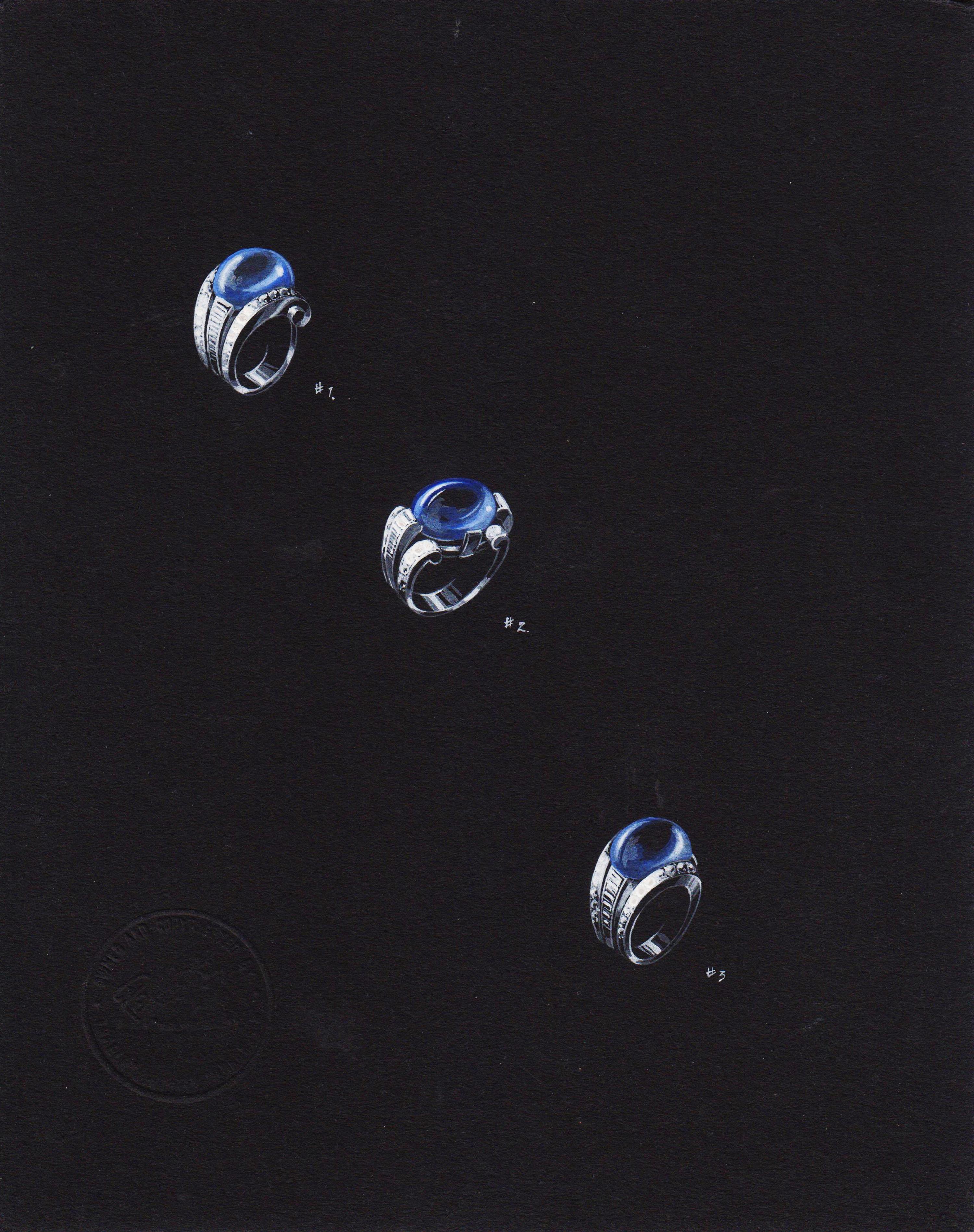 A Collection of Original Gouache on Paper Jewelry Designs by Anne Howe Geyer for Trabert & Hoeffer-Mauboussin,