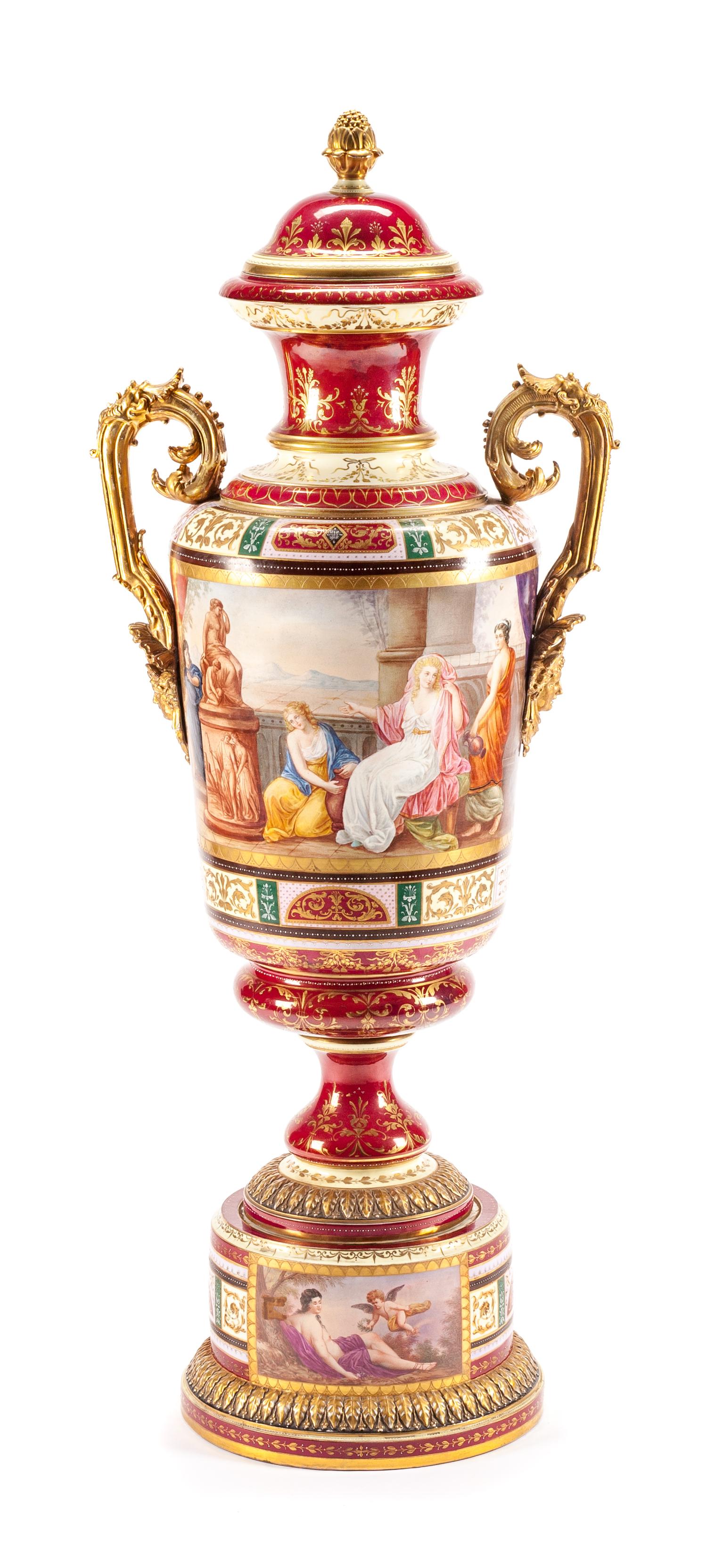 A Large Vienna Porcelain Covered Vase Height 56 inches. — 19TH CENTURY