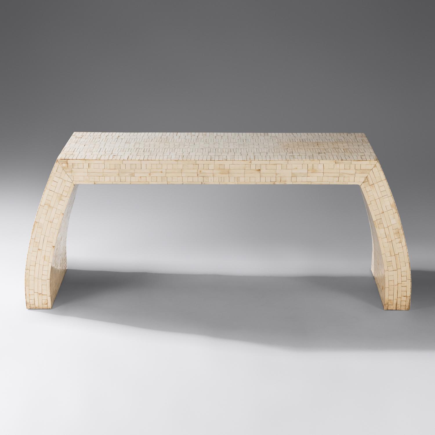Bone Tile Veneered Console Table
