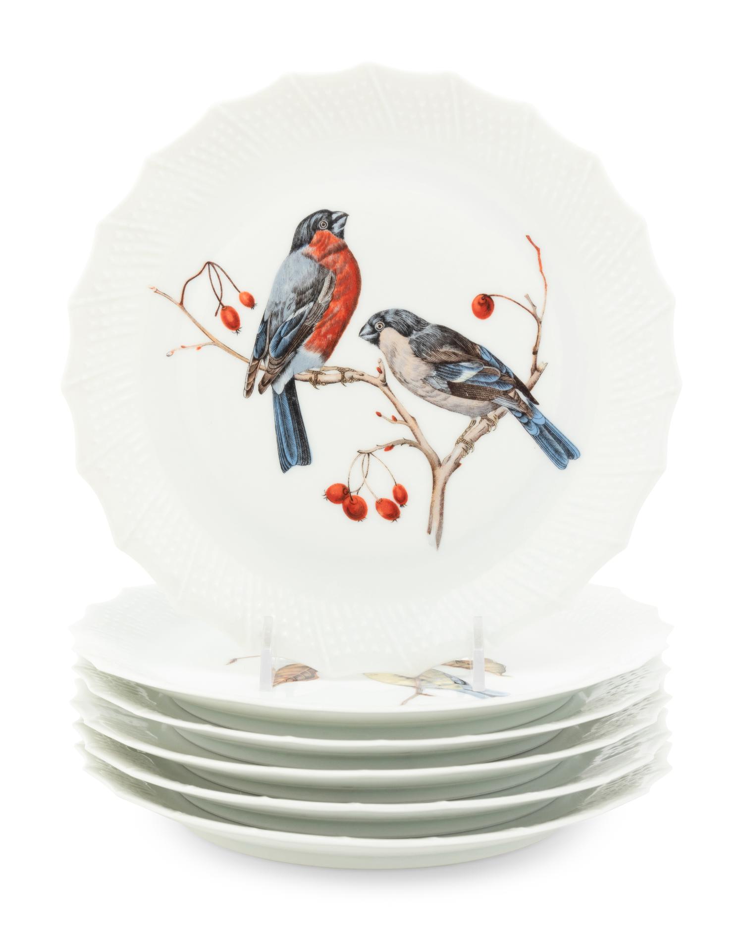 A Set of Six Limoges Porcelain Dessert Plates