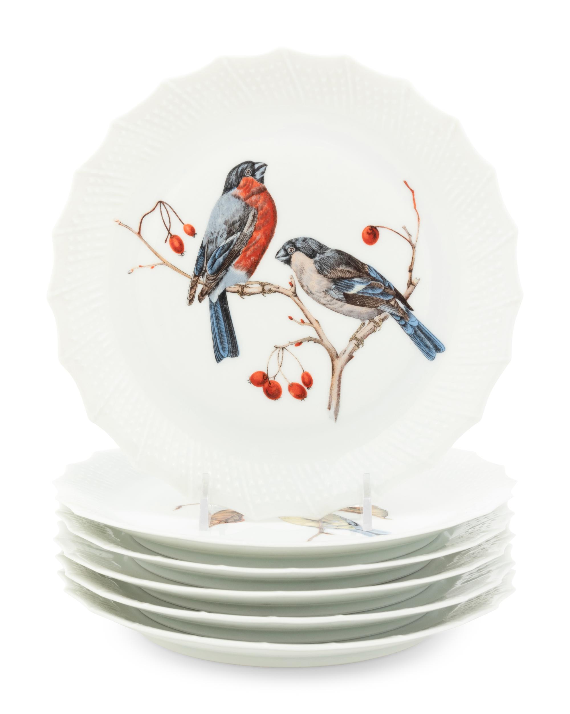 A Set of Six Limoges Porcelain Dessert Plates