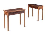 A Pair of George III Style Mahogany Flip-Top Tables
