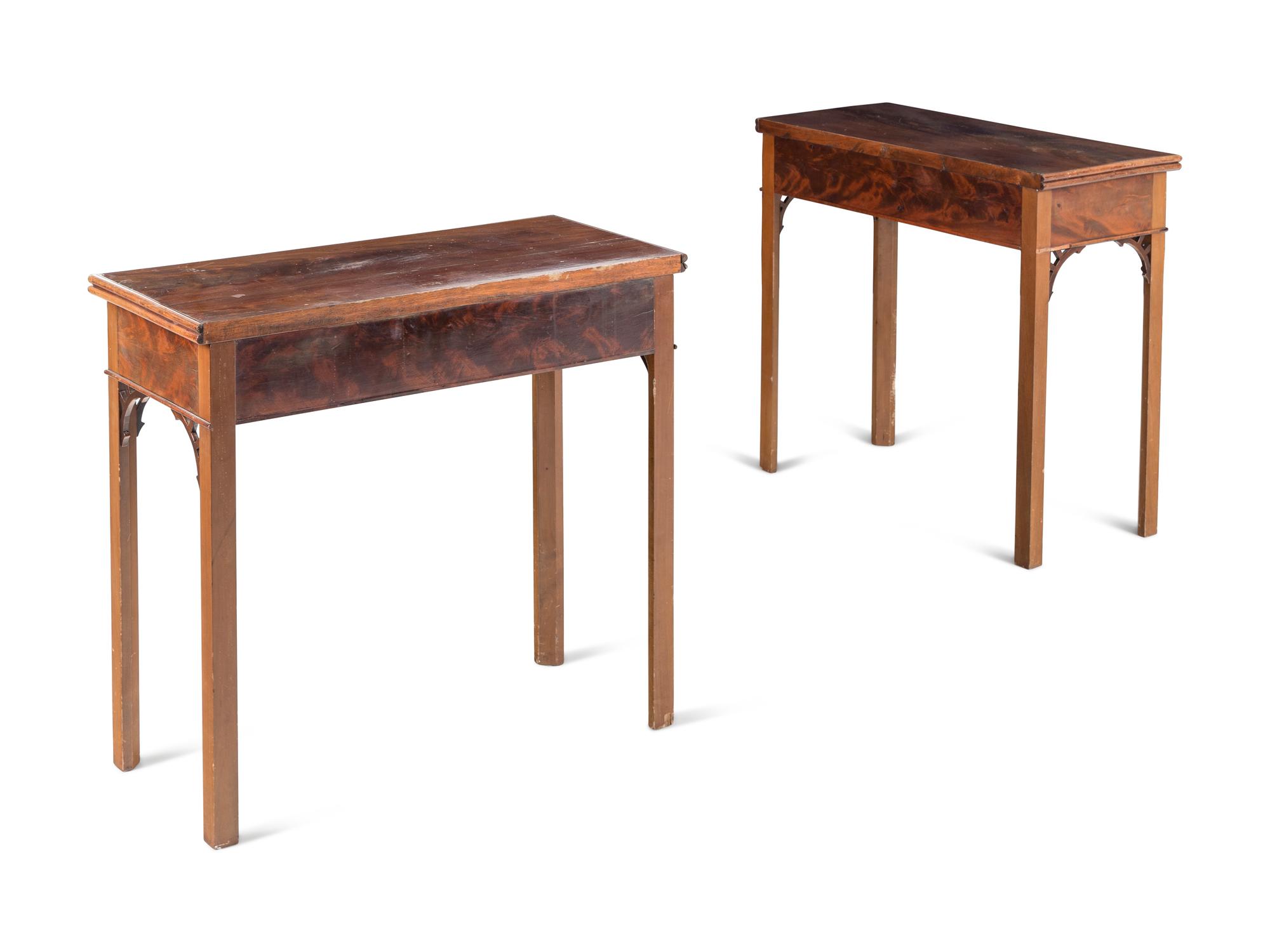 A Pair of George III Style Mahogany Flip-Top Tables