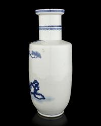 A Chinese Blue and White Porcelain 'Figures' Rouleau Vase
