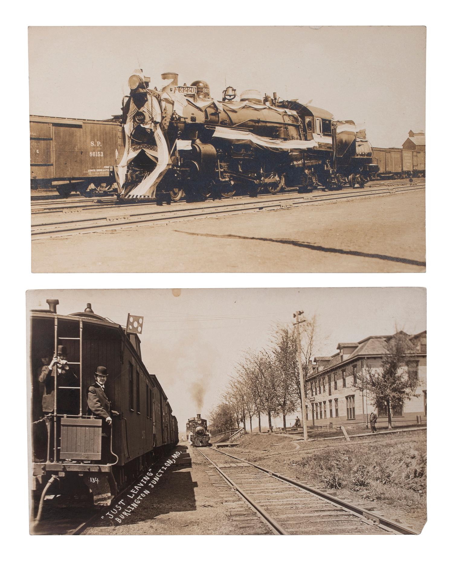 [RAILROADS]. A group of 190 RPPCs & photographs of trains, railroads, and locomotives.