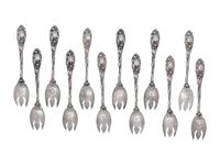 A Set of Twelve American Silver Terrapin Forks