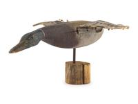 A Carved and Painted Wood Flying Mallard Decoy