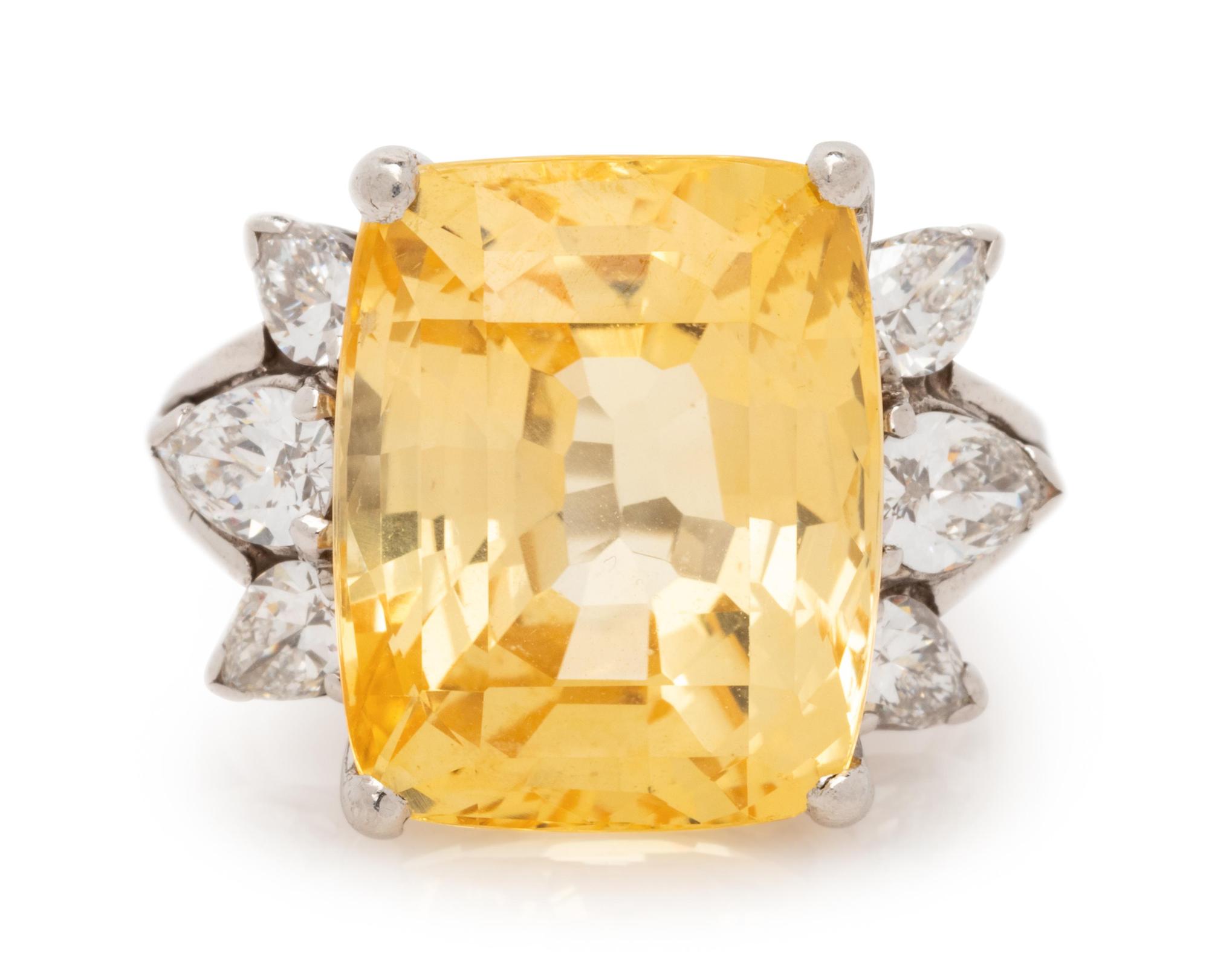 Ceylon Yellow Sapphire and Diamond Ring