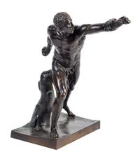A Continental Bronze figure Height 19 1/4 x width 13 1/2 inches. — AFTER THE ANTIQUE BY AGASIAS OF EPHESOS