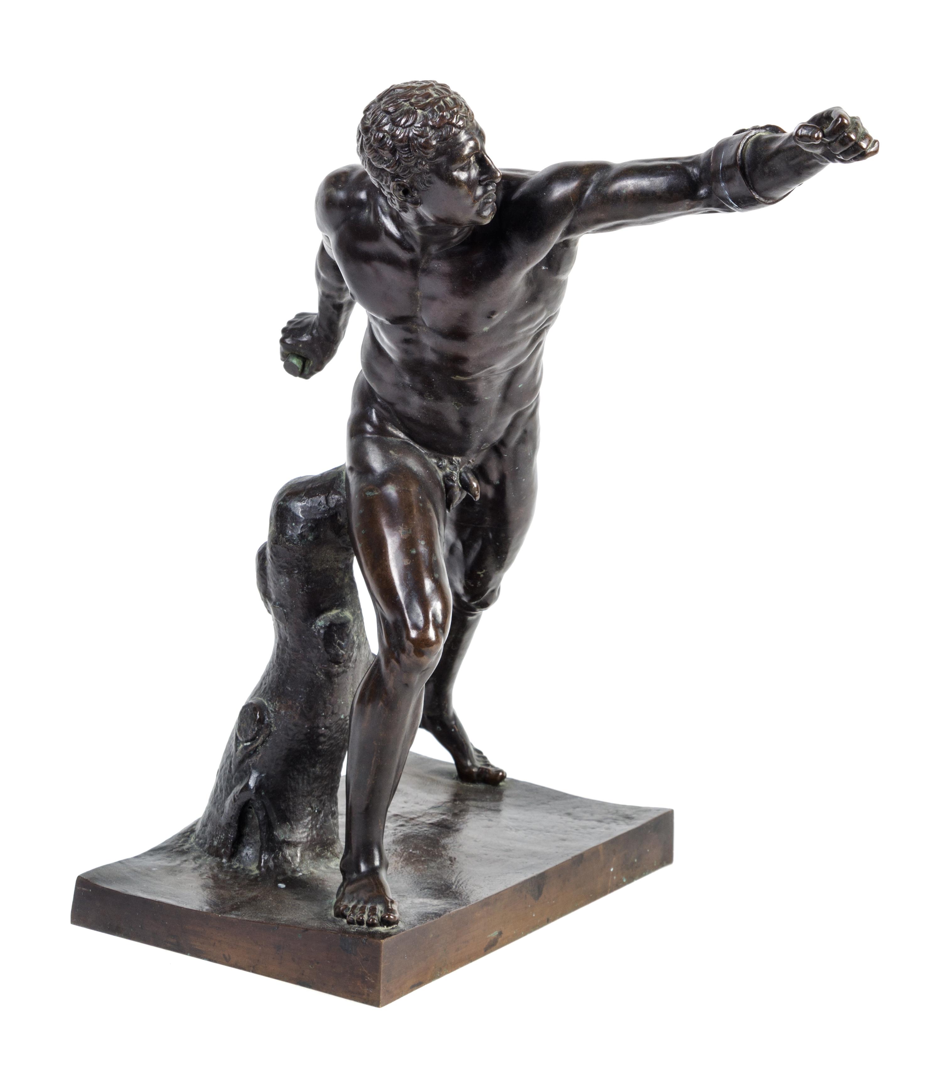 A Continental Bronze figure Height 19 1/4 x width 13 1/2 inches. — AFTER THE ANTIQUE BY AGASIAS OF EPHESOS