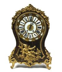 A Louis XV Style Gilt Bronze Mounted Boulle Mantel Clock, Height 24 5/8 inches.