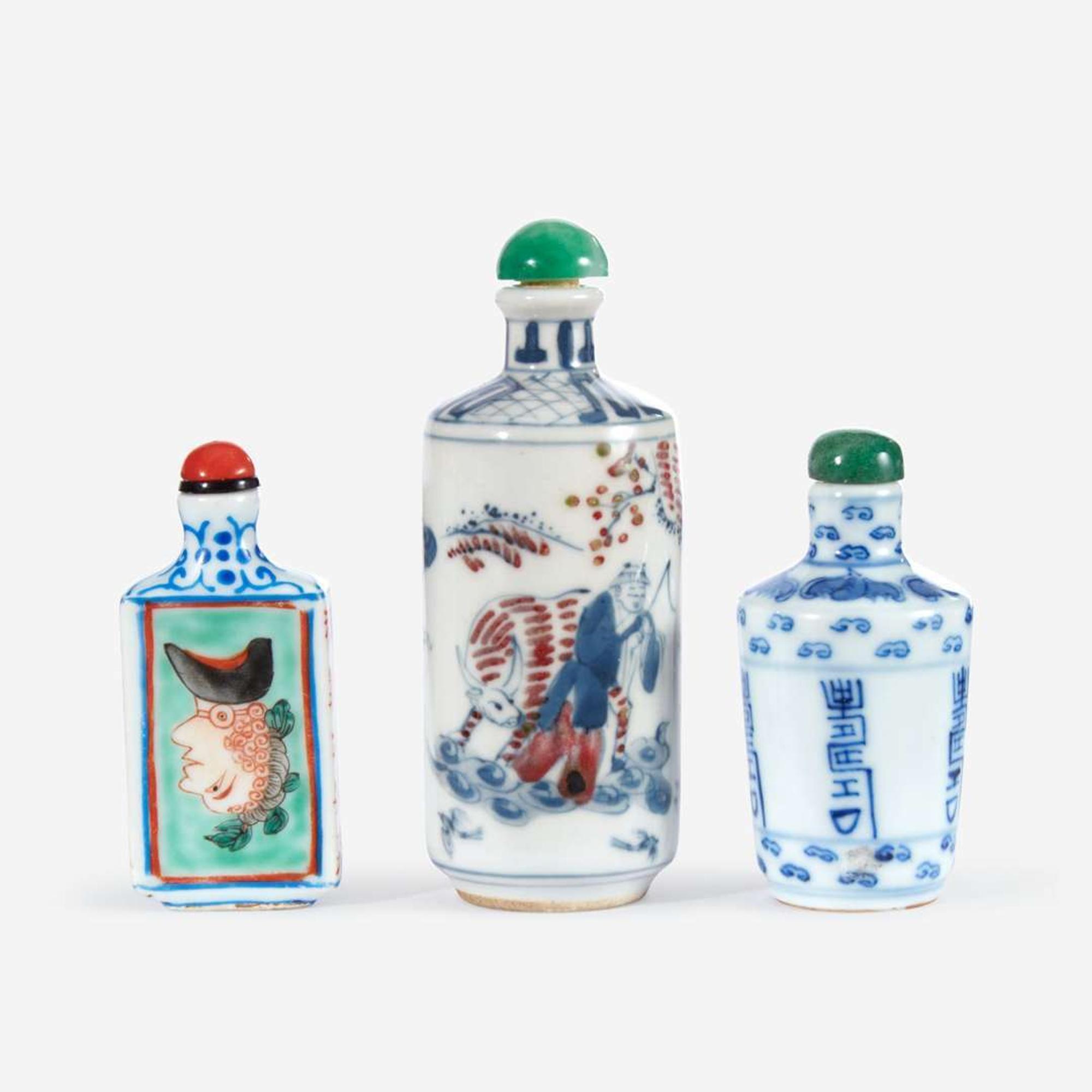 Three assorted Chinese porcelain snuff bottles