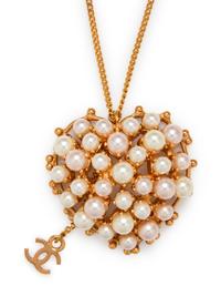 Chanel Faux Pearl Heart Shape Pendant Necklace, Spring 2002