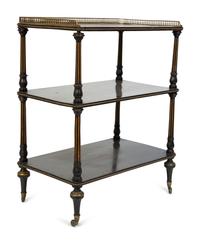 A Regency Style Coromandel Three Tier Tea Cart with Brass Gallery — 19TH CENTURY