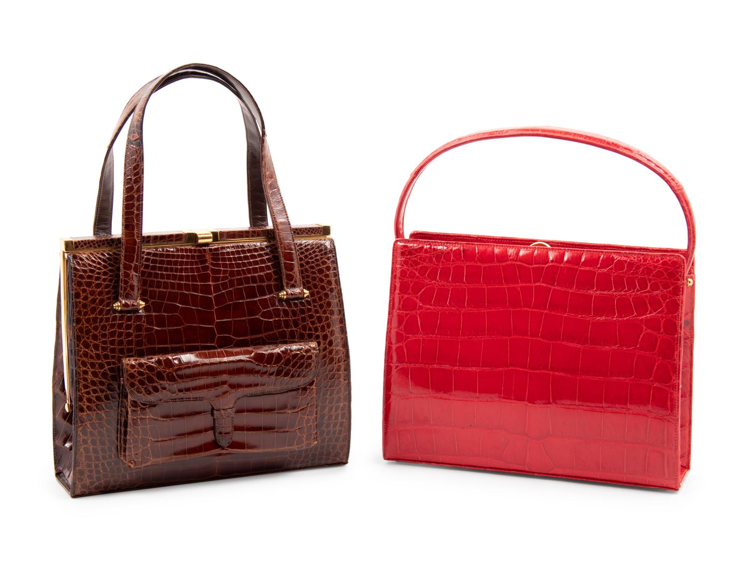 Two Lucille de Paris Alligator Handbags, 1960-80s