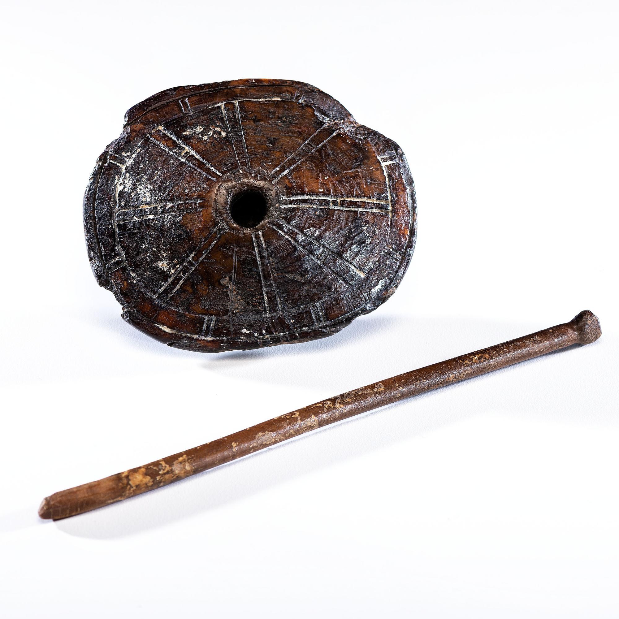 St. Lawrence Island Fossilized Walrus Ivory Sinew Cord Spinner
