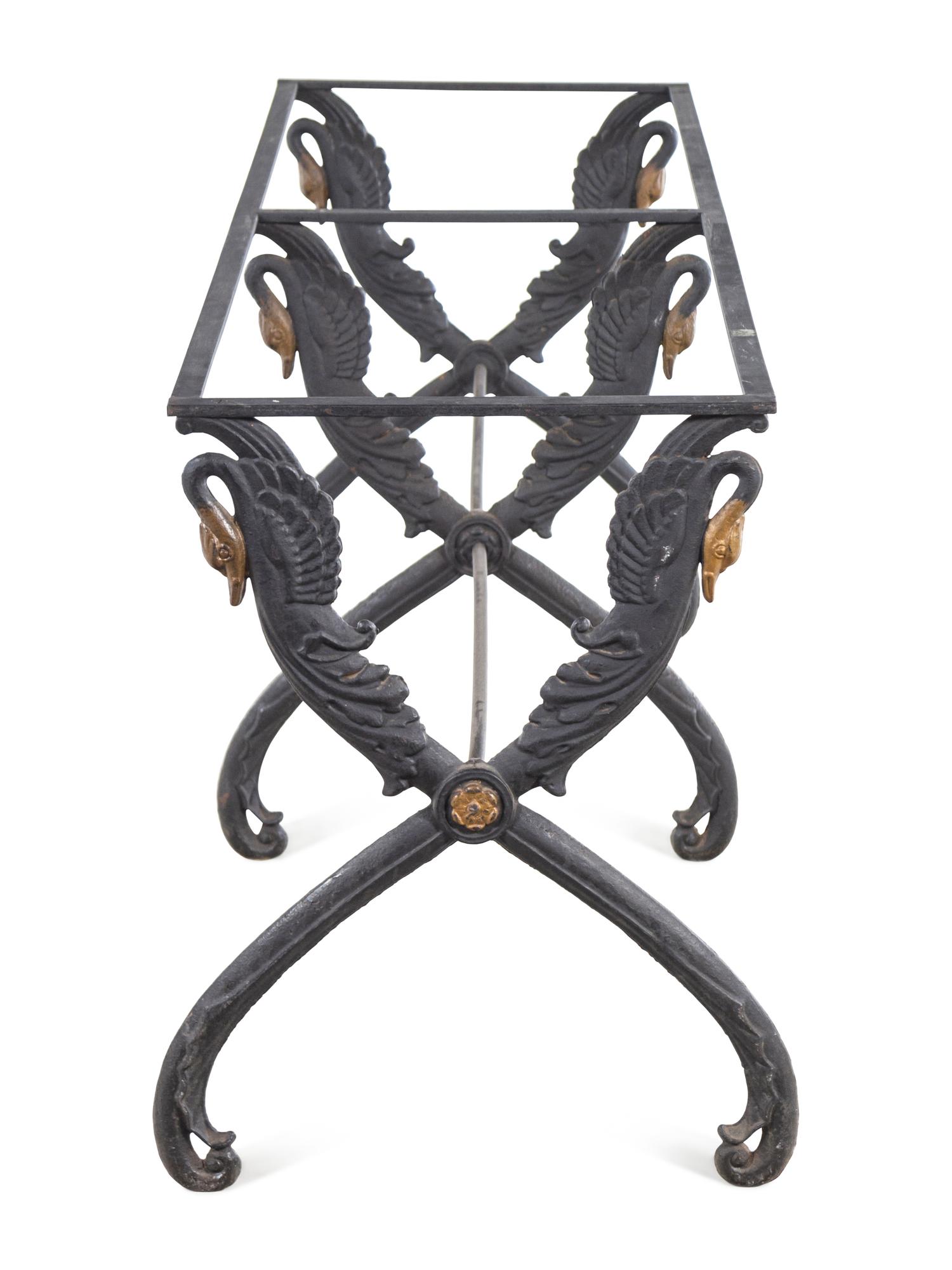 An Empire Style Parcel Gilt Iron Console Table Base