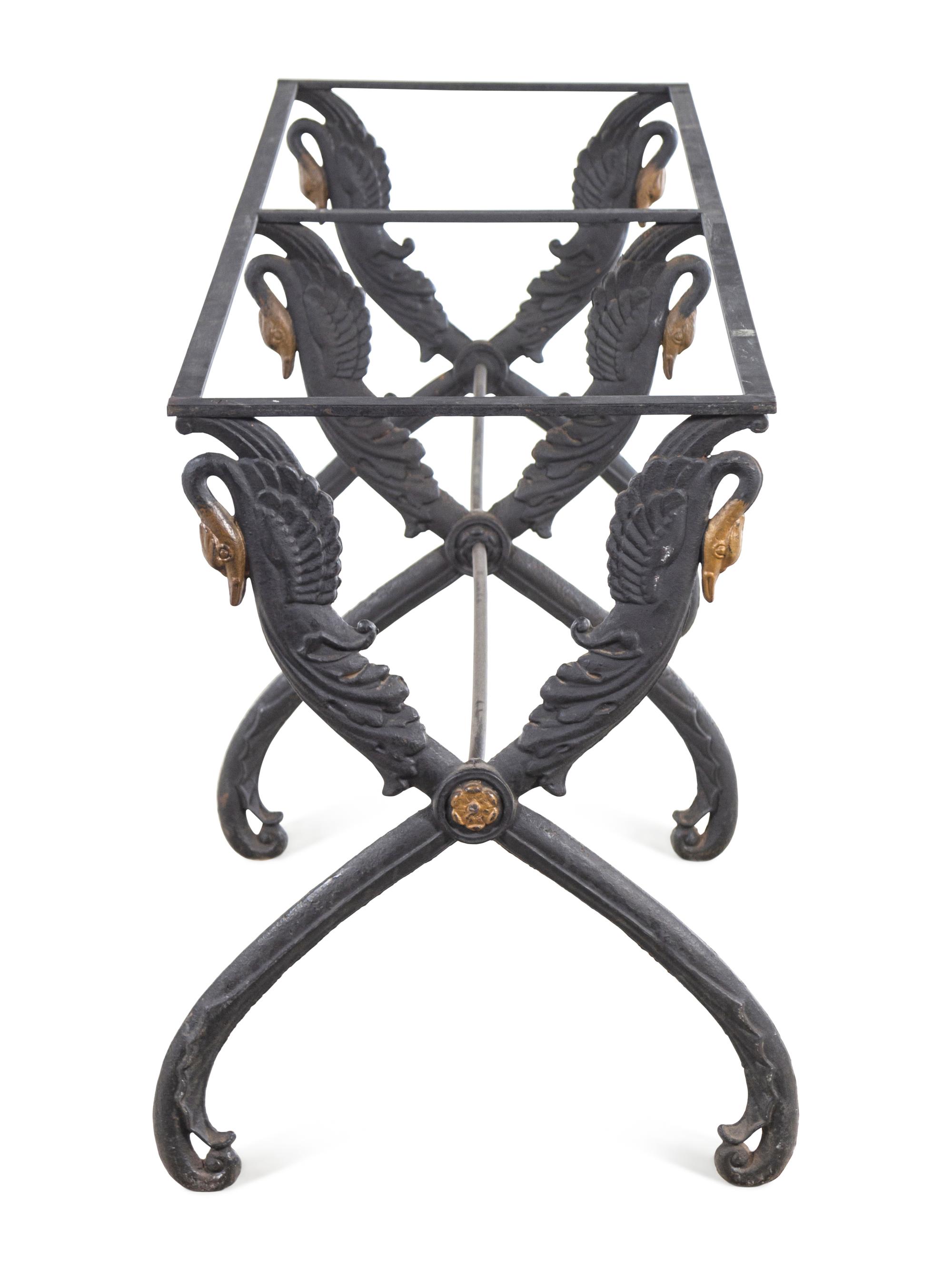 An Empire Style Parcel Gilt Iron Console Table Base