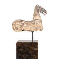 A Chinese Polychrome Painted Grey Pottery Horse, Han Dynasty — 漢 彩繪灰陶馬