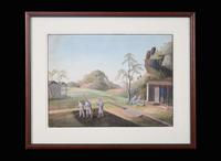 A group of five Chinese Export paintings depicting the manufacture of tea, first part 19th century 製茶圖一組五幅 十九世紀初