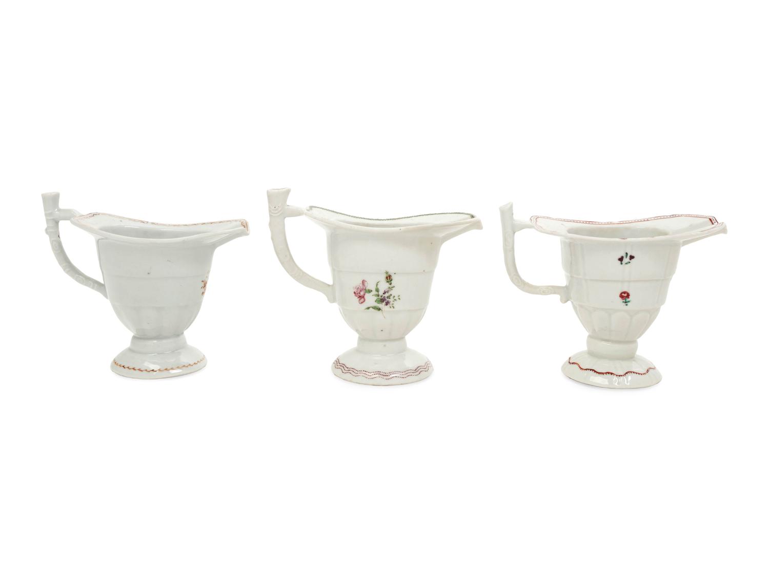 Three Chinese Export Porcelain Helmet-Form Saucer Boats