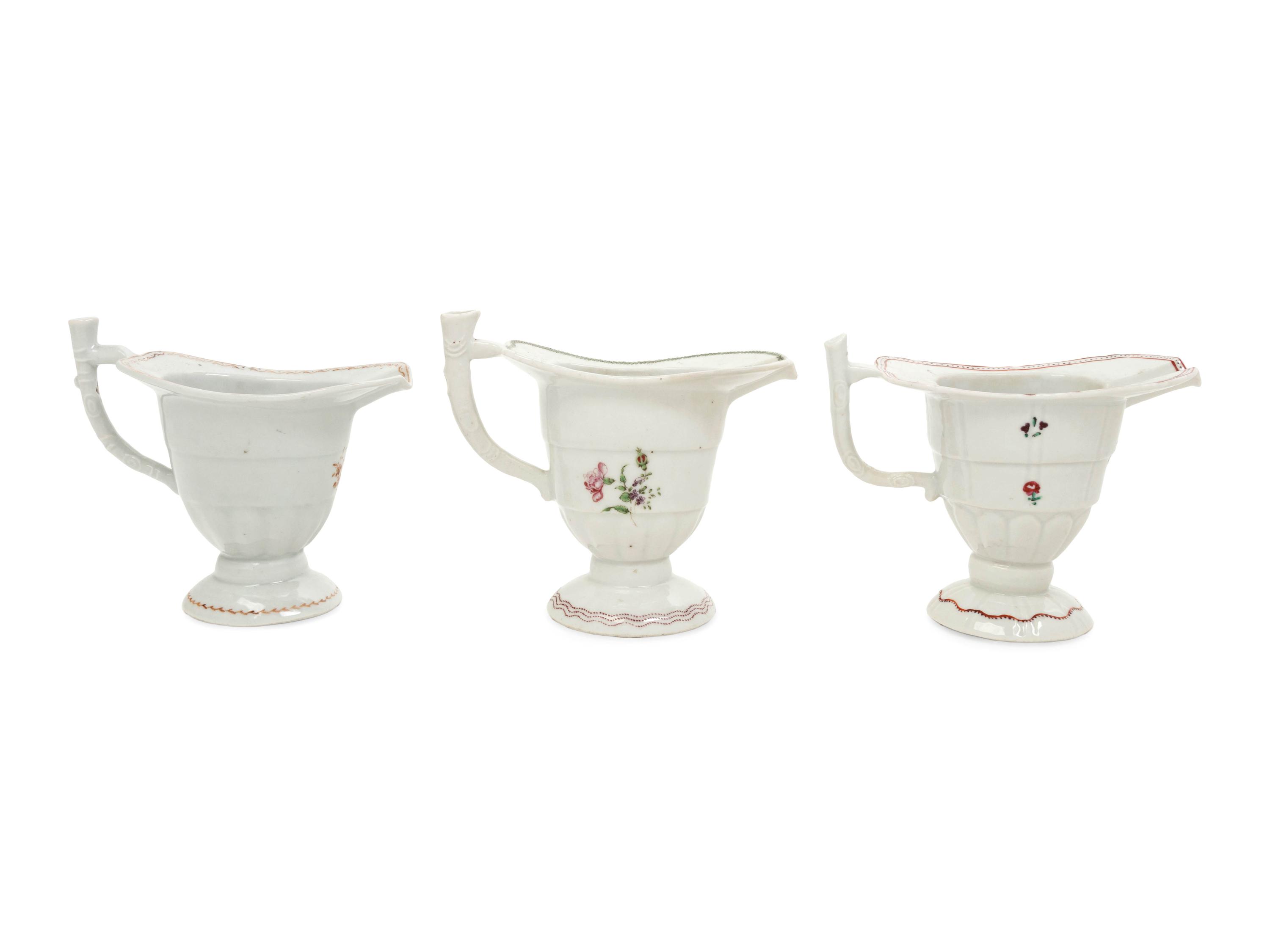 Three Chinese Export Porcelain Helmet-Form Saucer Boats