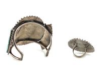 Silver and Needle Point Turquoise Cuff Bracelet AND Ring