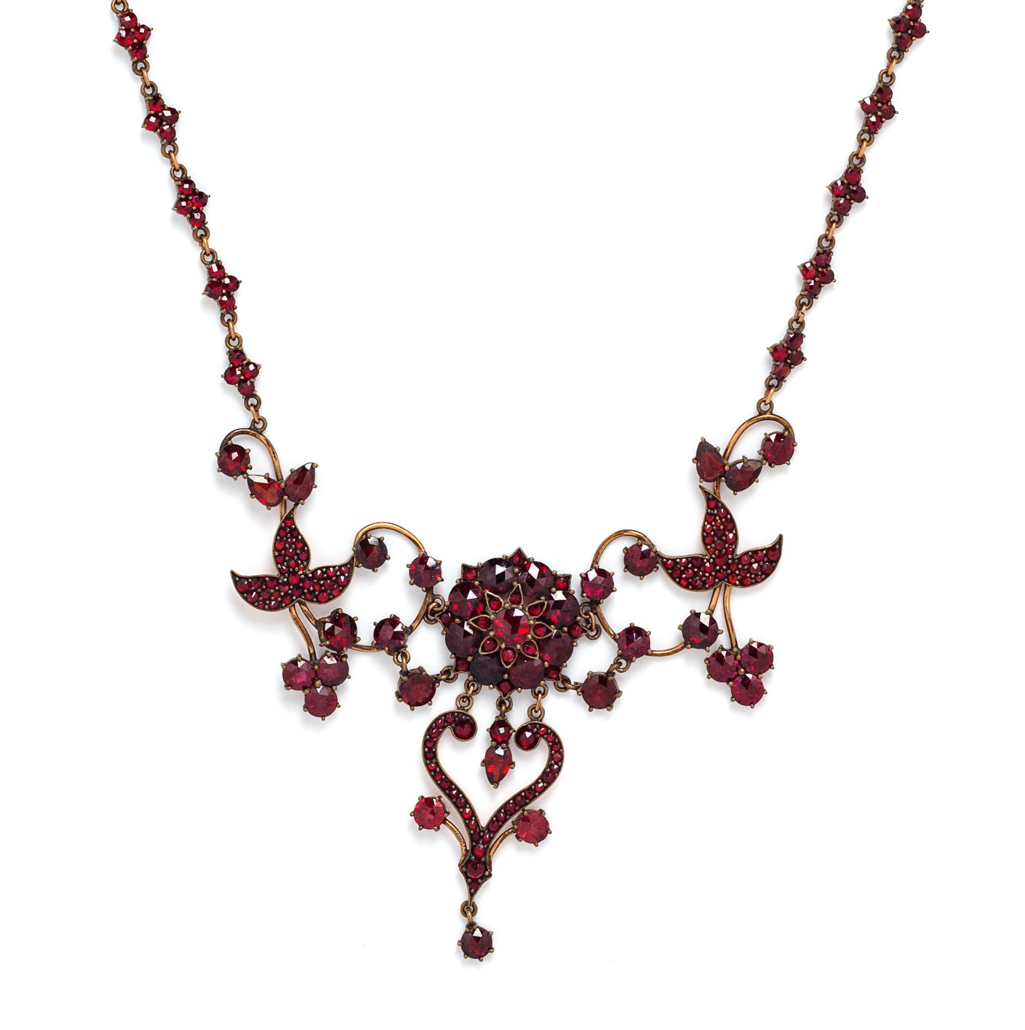 A Victorian Gold Filled Bohemian Garnet Necklace,