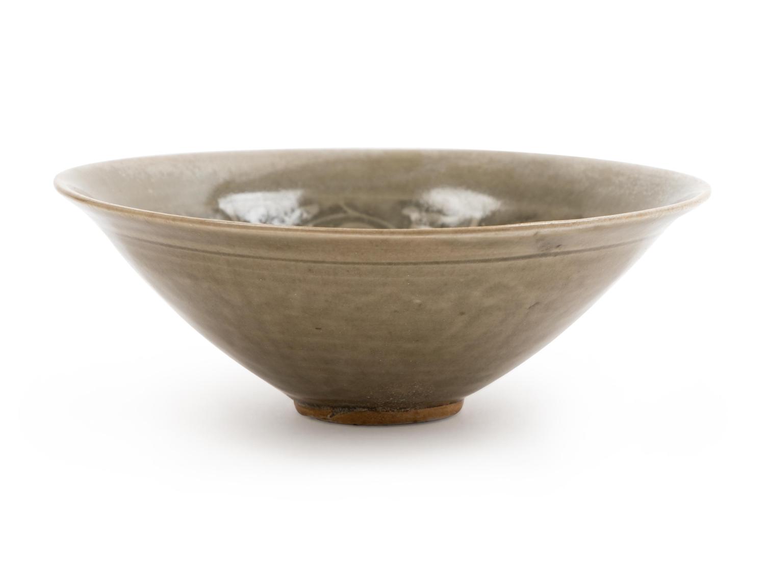A Moulded Yaozhou Celadon Glazed 'Boys' Porcelain Bowl