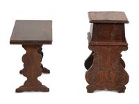 Two English Carved Oak Stools