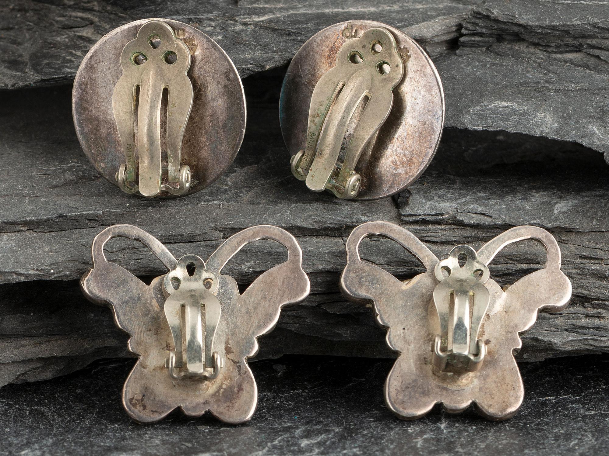 Sterling Silver and Turquoise Shadowbox Clip Earrings, PLUS