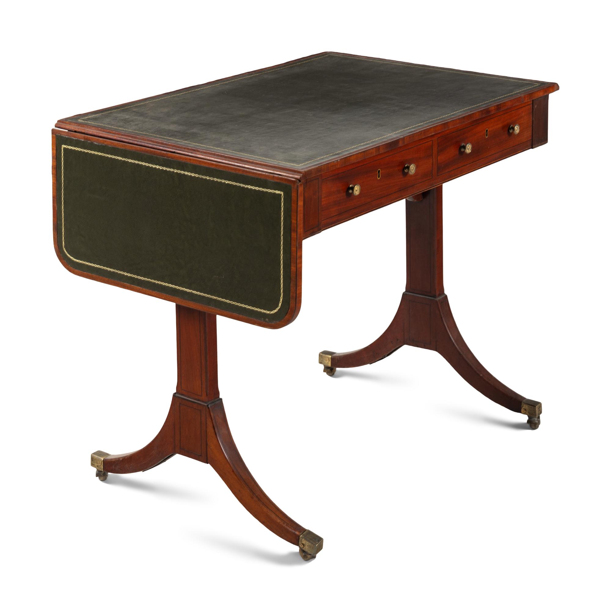 A Regency Style Mahogany Leather-Top Sofa or Writing Table
