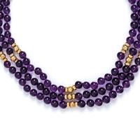 HONORA, YELLOW GOLD AND AMETHYST BEAD NECKLACE