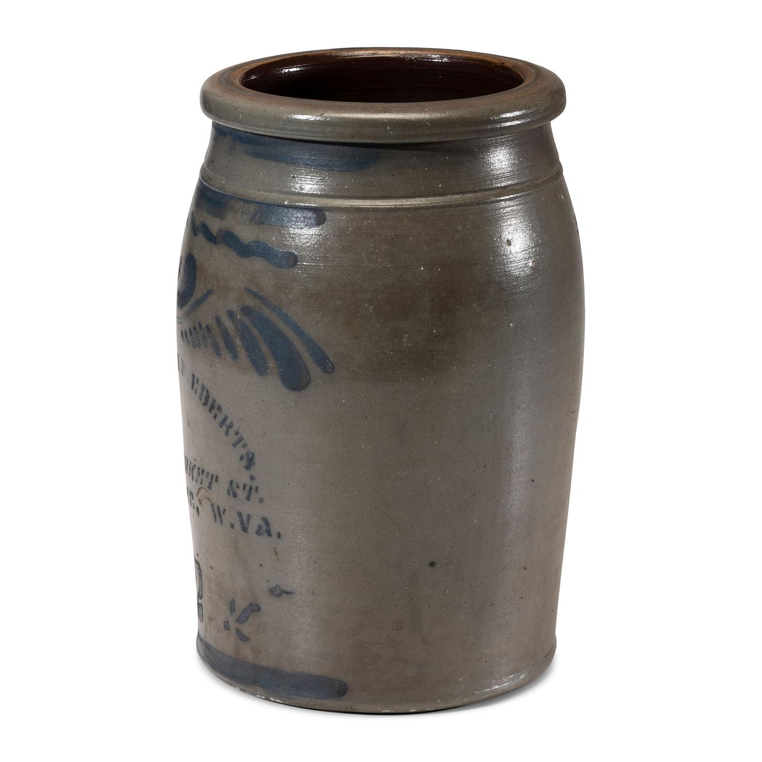 A Two-Gallon Sobanski & Eberts Cobalt Decorated Stoneware Crock