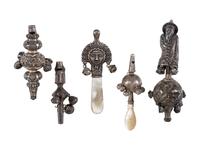 Five Silver Rattle Whistles
